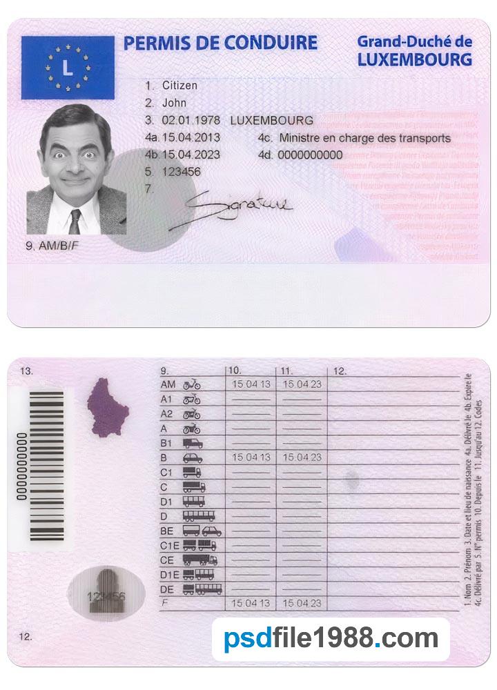 Luxembourg Driving License